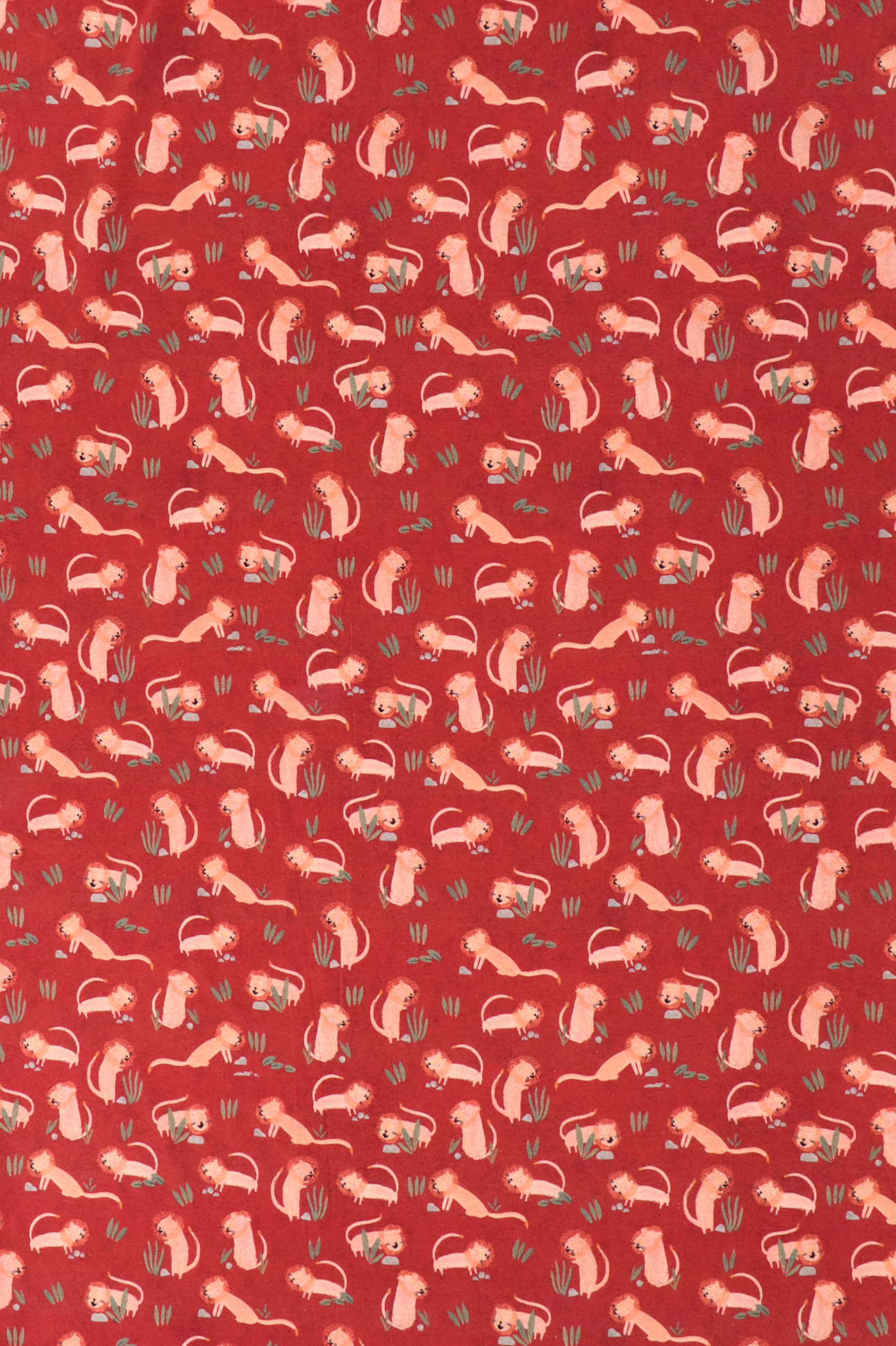 Jersey di cotone, piccolo leone su fondo rosso