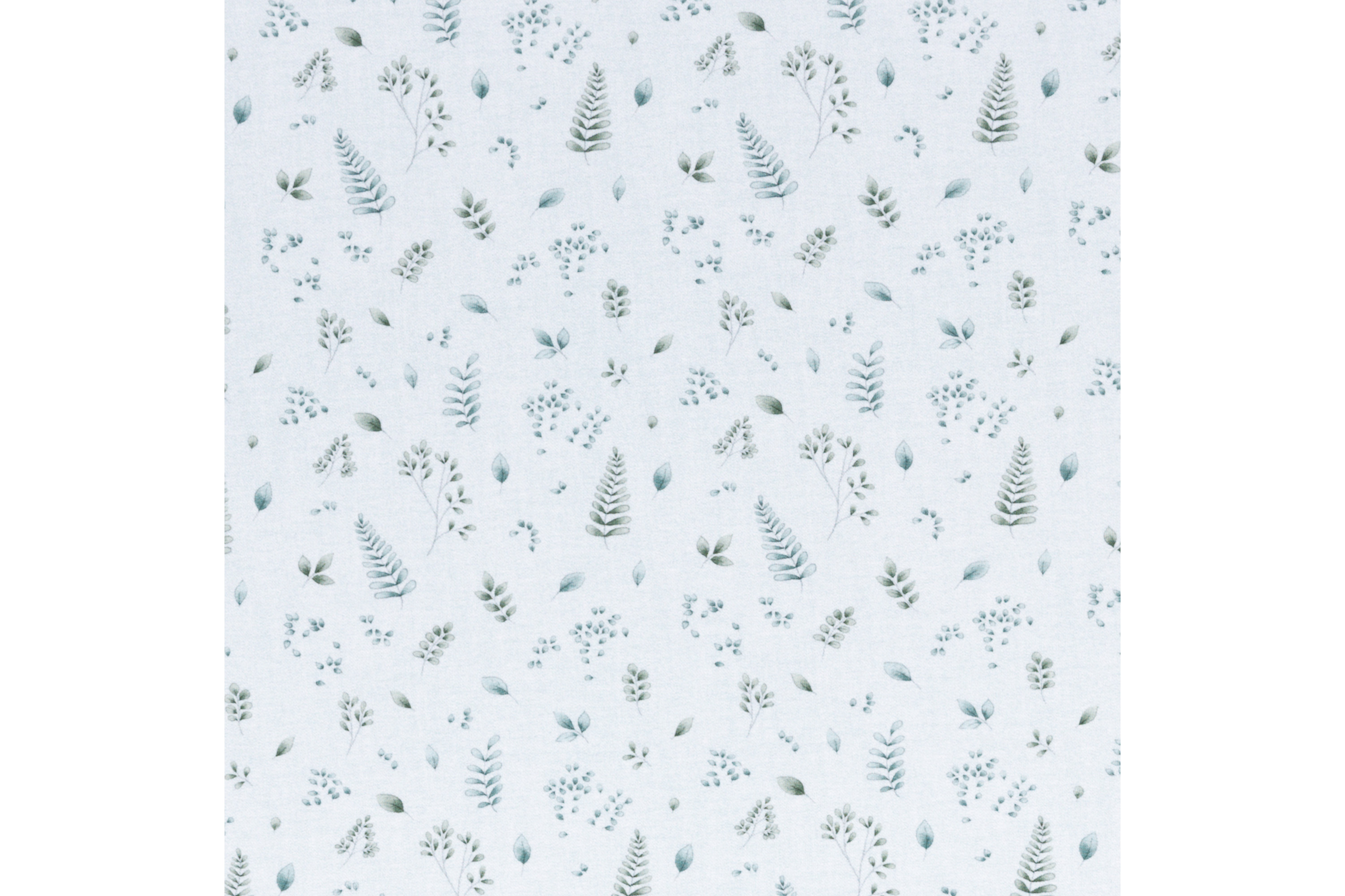 French Terry, foglie su menta chiara