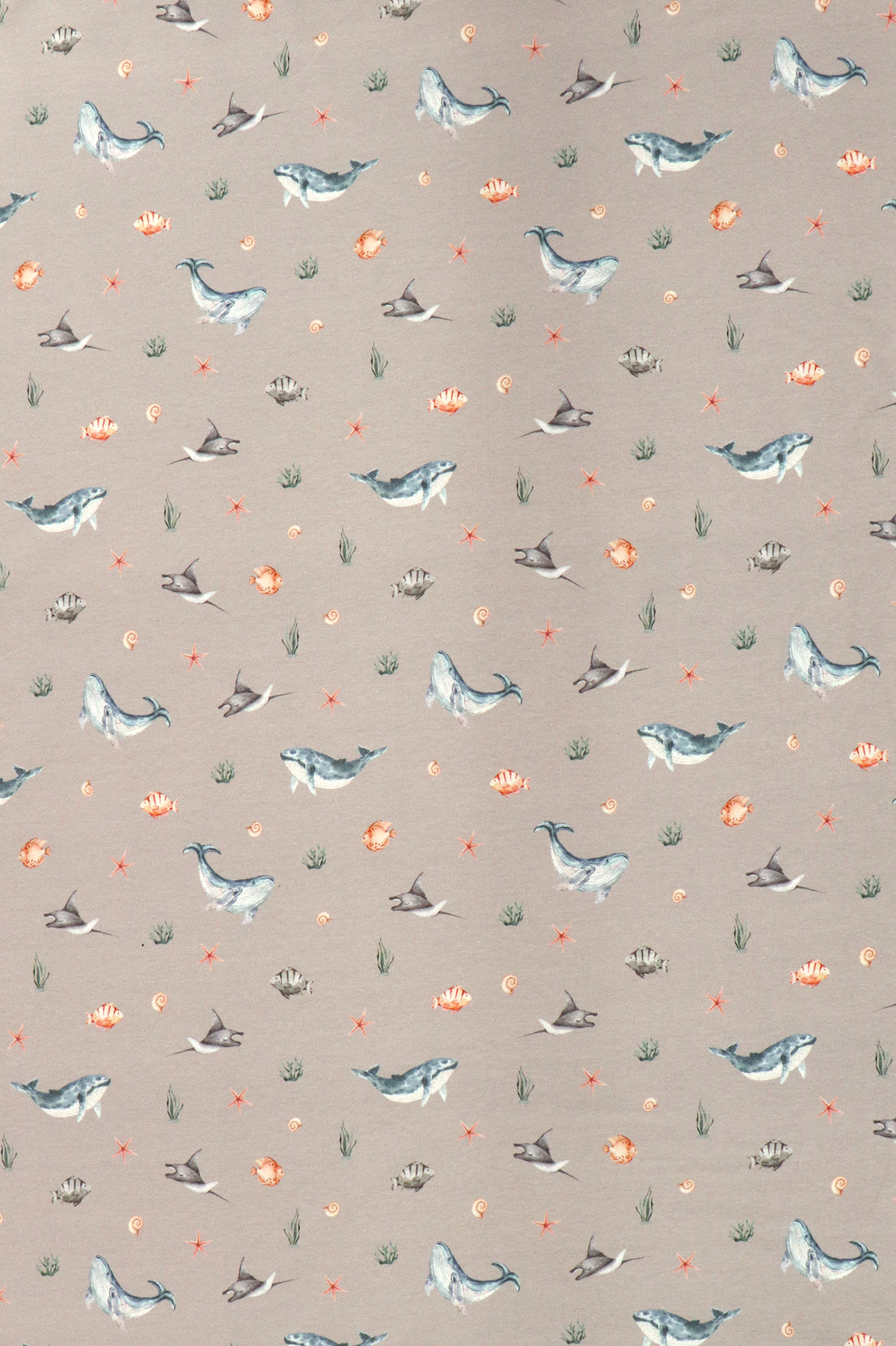 French Terry, amici della foresta su beige melange
