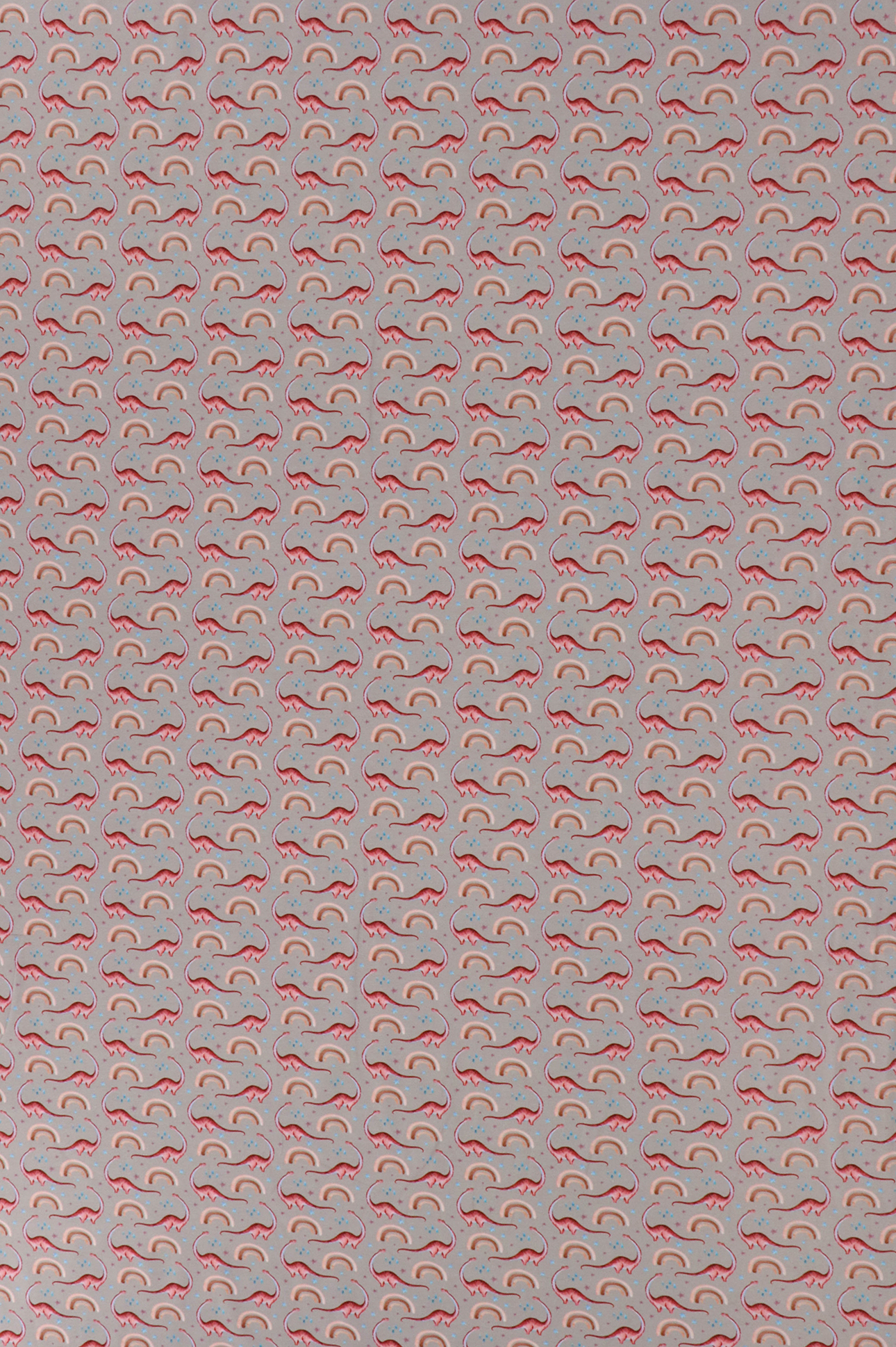 Jersey di cotone, piccoli dinosauri con arcobaleni color talpa/bordeaux/albicocca