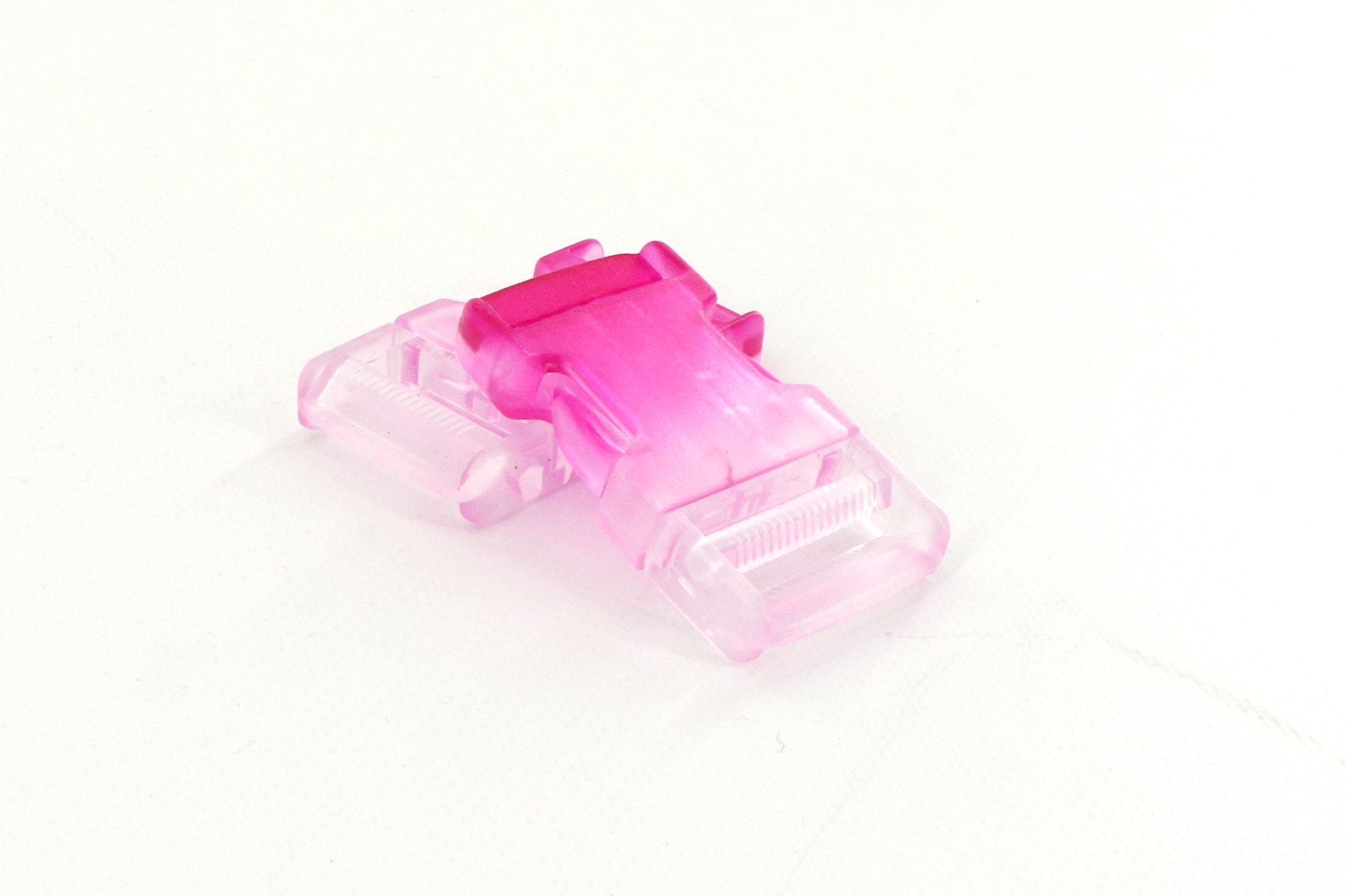 Fibbia, 3 cm, plastica colore bianco e pink