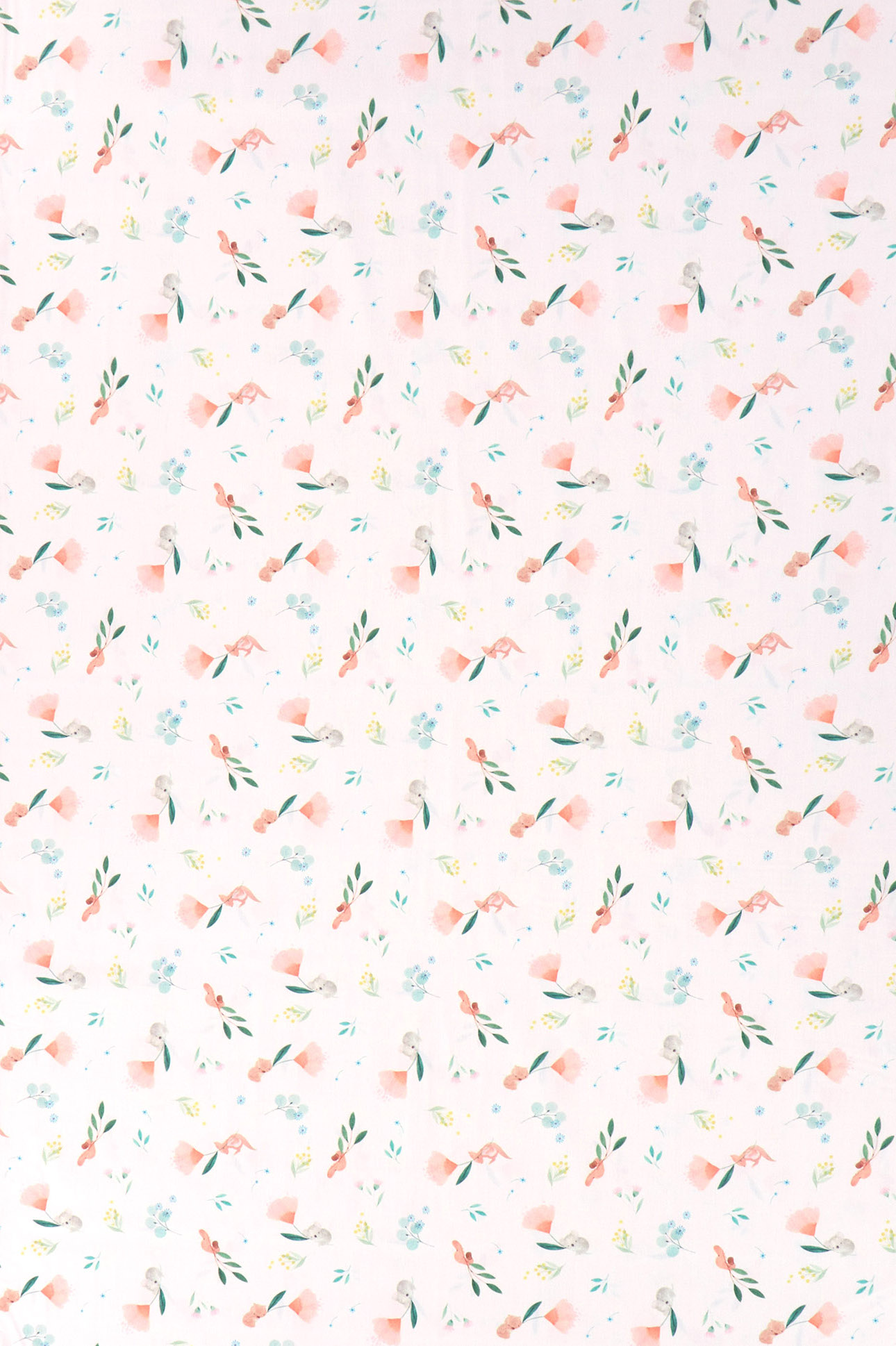 Popeline di cotone, fiori e koala