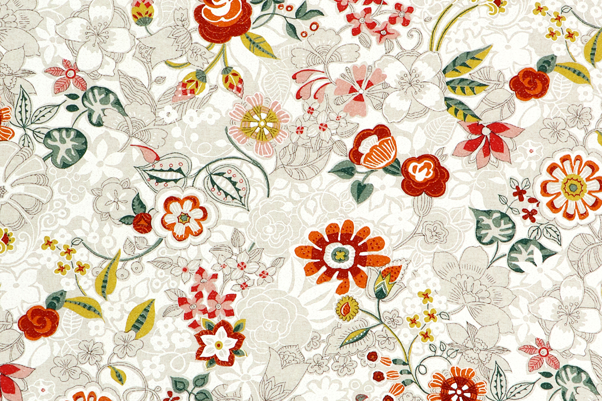 Canvas, fantasia floreale in rosso e arancione