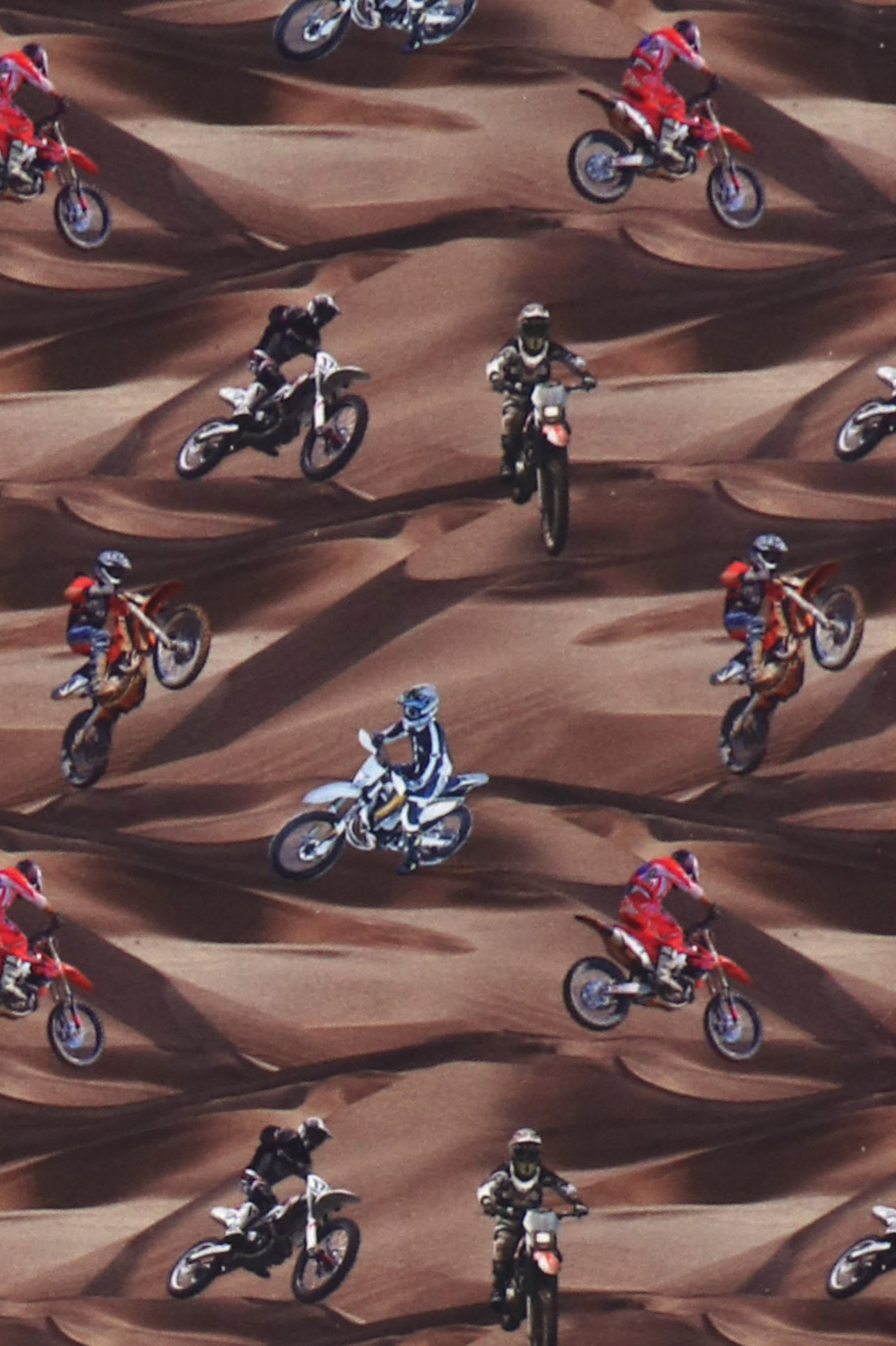 Jersey di cotone, motocross su fondo marrone