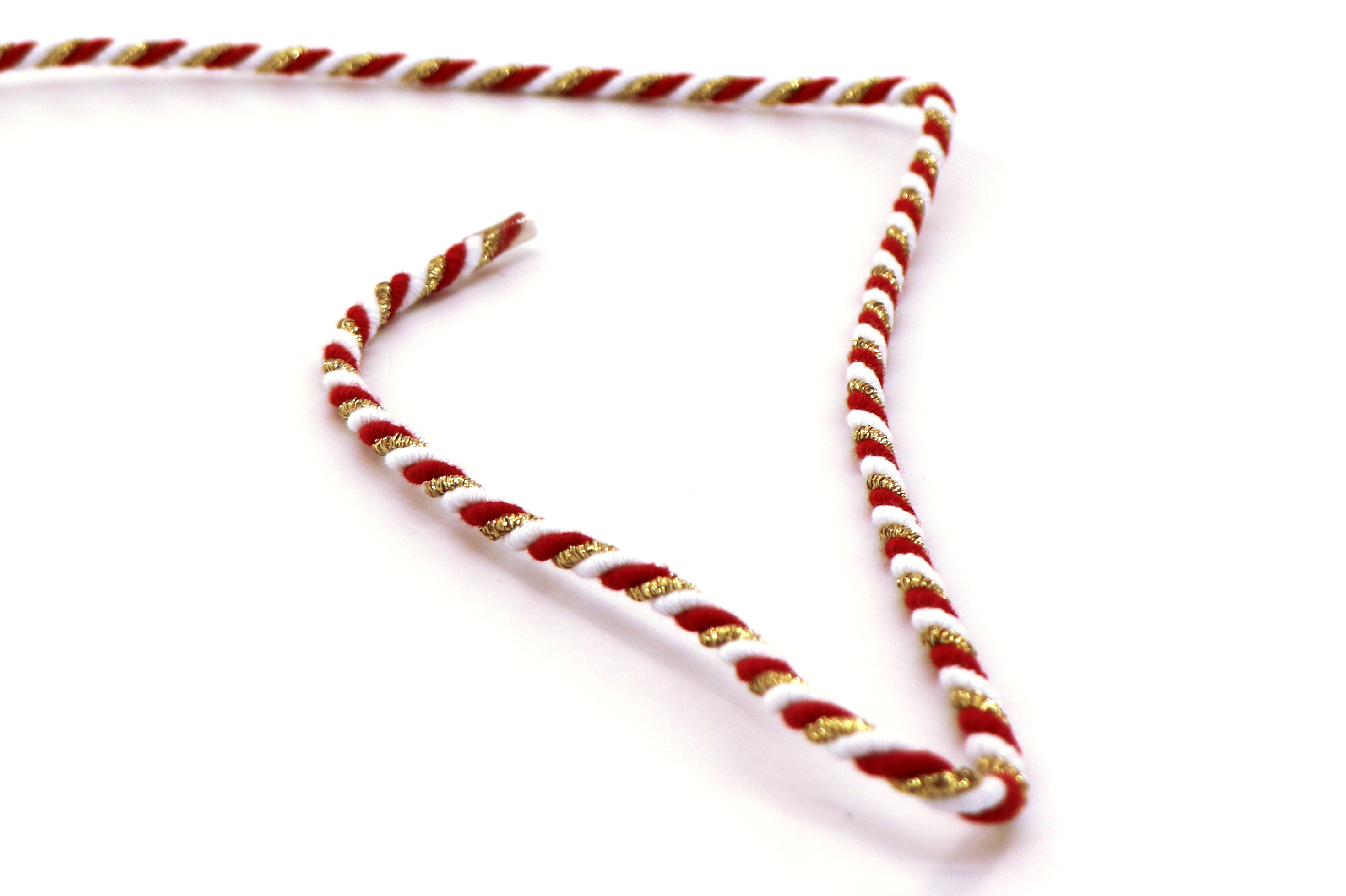 Cordoncino, 5mm, bianco/rosso/oro