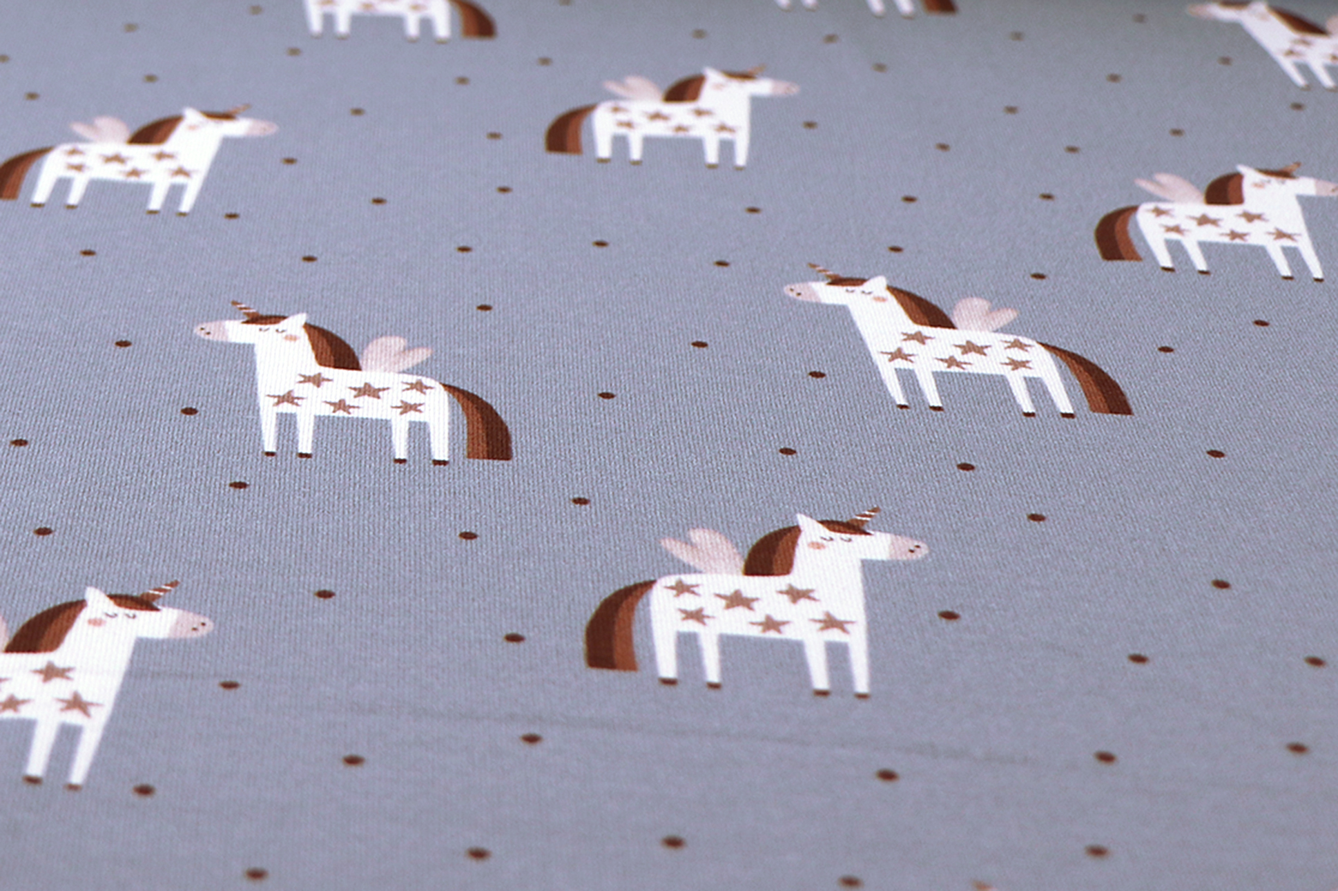 Jersey "Fräulein von Julie",  unicorno su blu fumo chiaro