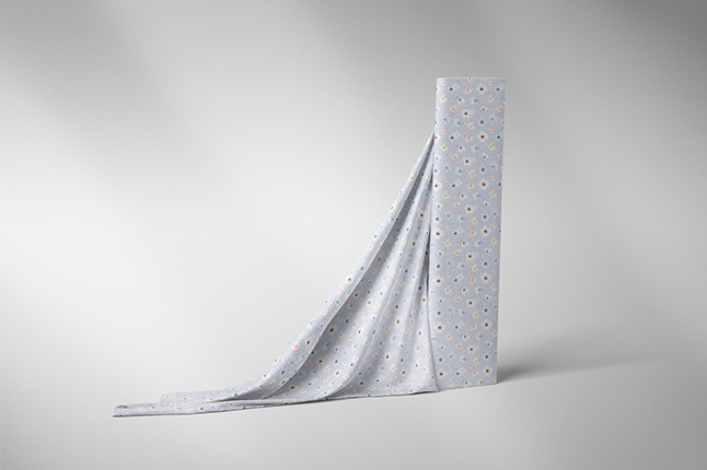 Jersey "Fräulein von Julie", fiori color pastello su fondo grigio