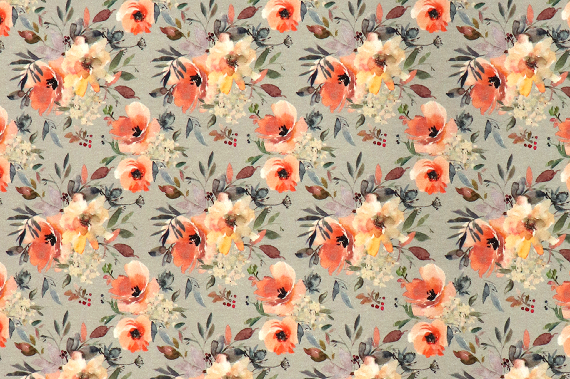 French Terry, flowers su menta chiaro French Terry, flowers su menta chiaro