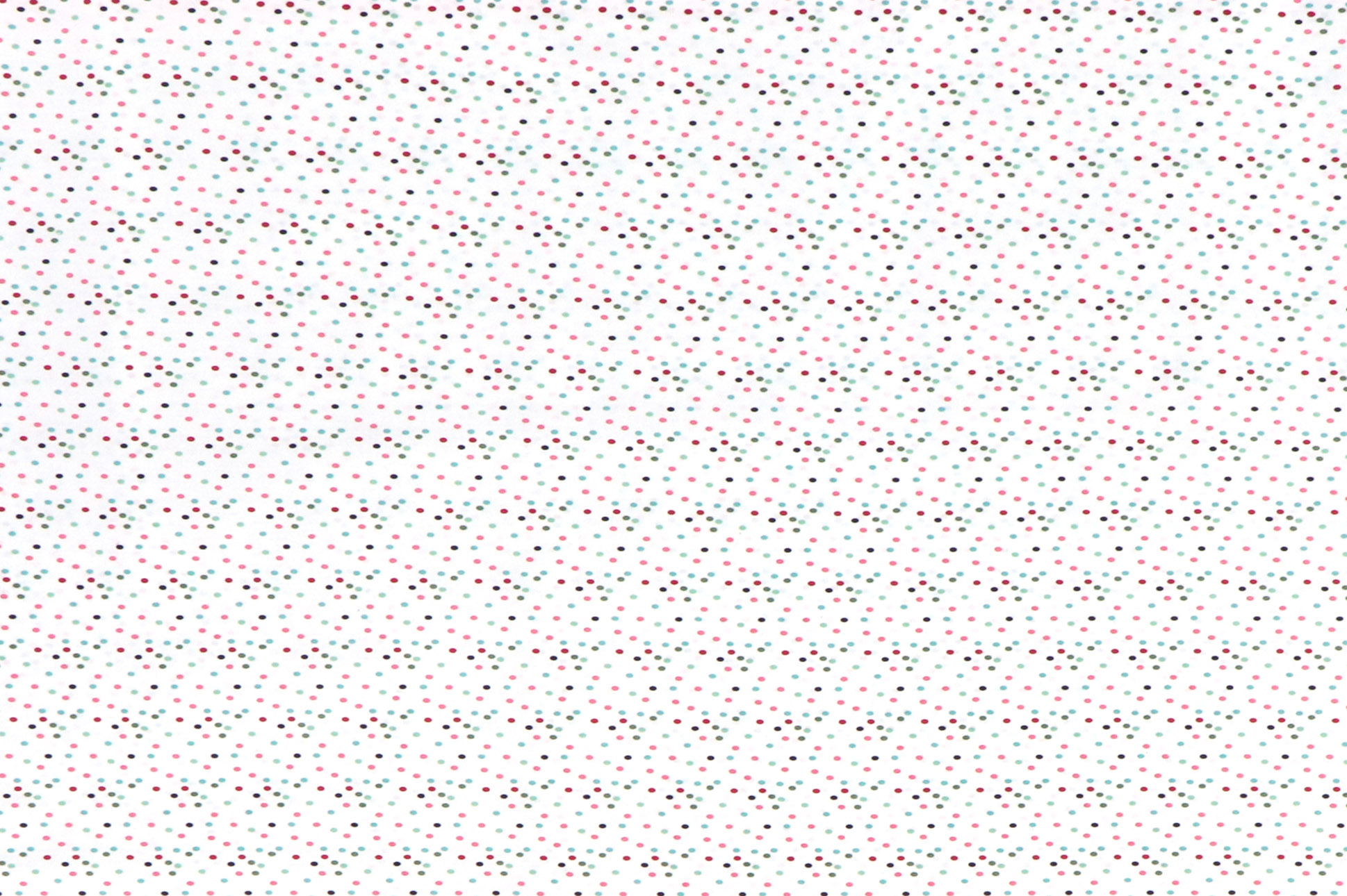 Popeline di cotone, pois colorati su fondo bianco