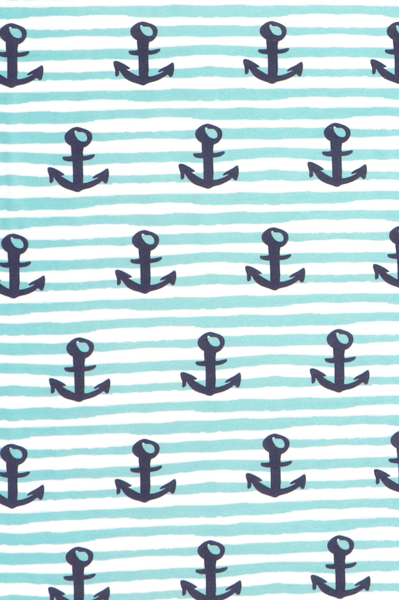 French Terry "Fräulein von Julie", ancore marina su fondo a righe menta