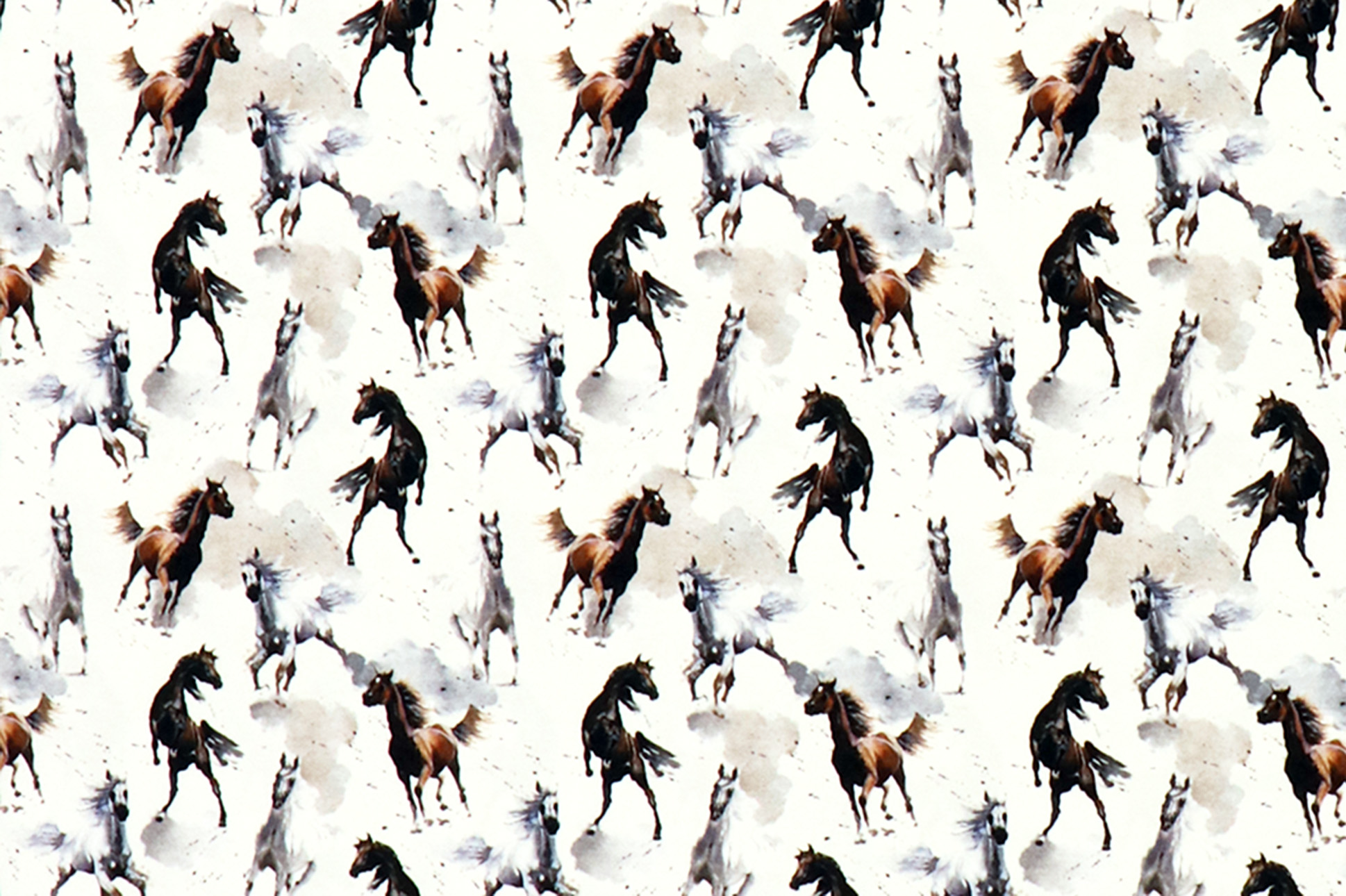 Jersey "Fräulein von Julie", cavalli in acquerello su fondo bianco