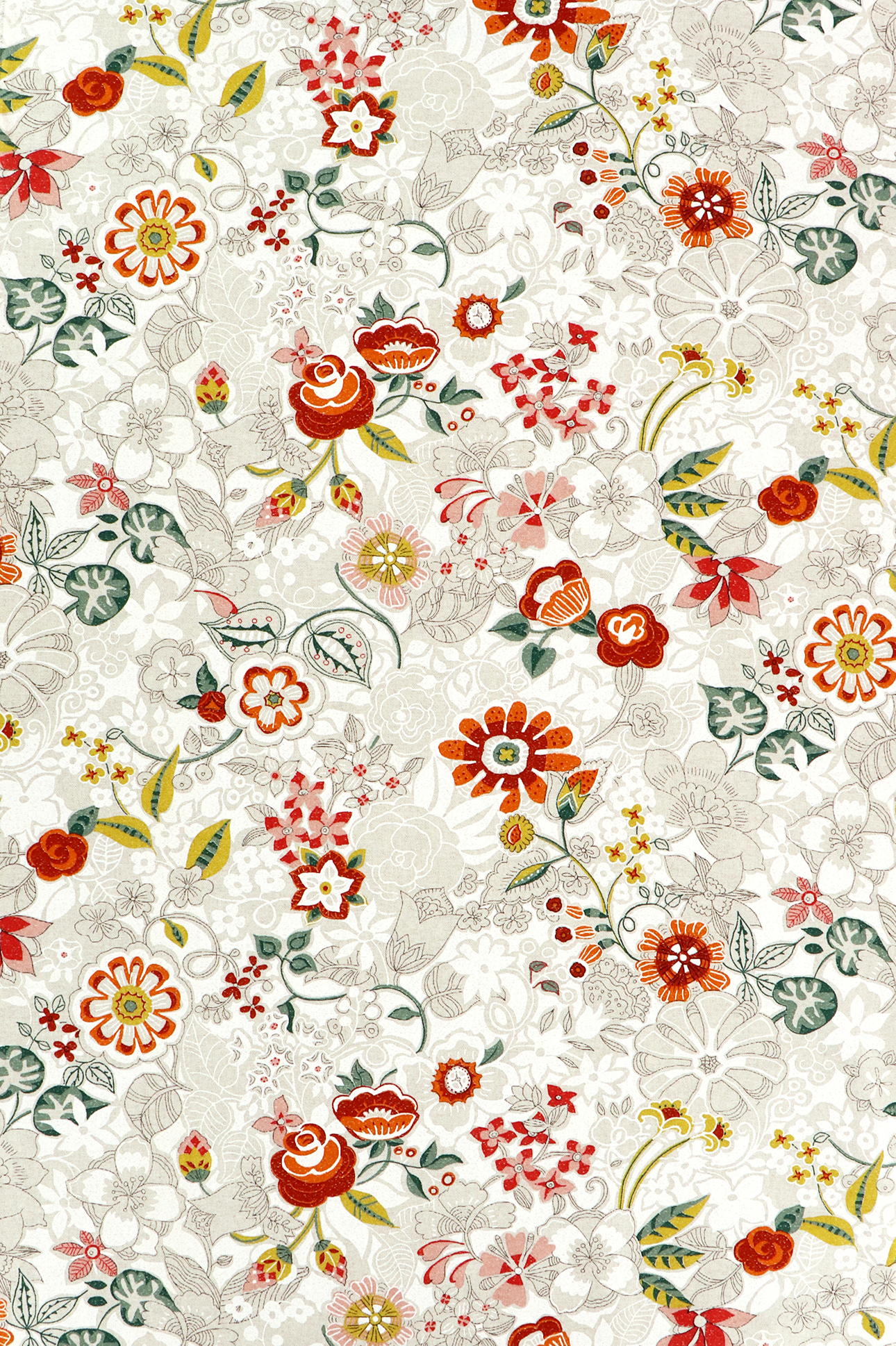 Canvas, fantasia floreale in rosso e arancione